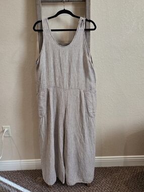 Flax Women's Linen Striped Romper Wide Leg - Size Medium